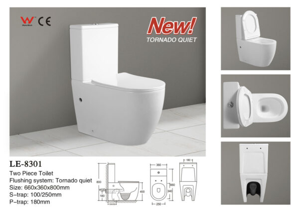 ONE HOLE Tornado Quiet Two Piece Toilet (LE-8301)