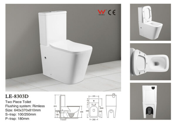 Rimless Two Piece Toilet (LE-8303D)