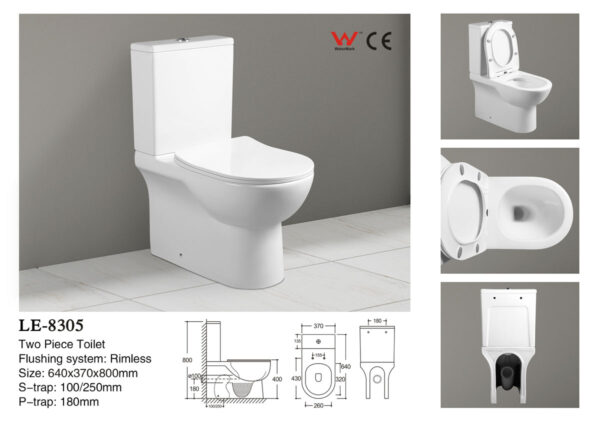Rimless Two Piece Toilet (LE-8305)