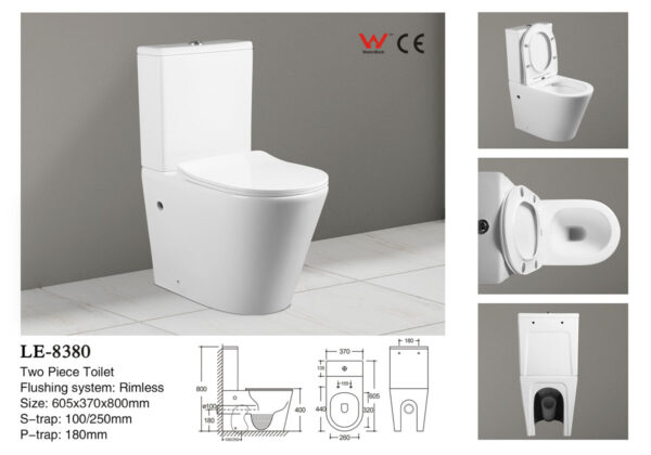 Rimless Two Piece Toilet (LE-8380)